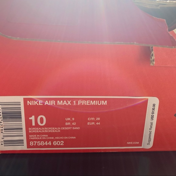 Nike Air Max 1 Premium Bordeaux Shoes - Picture 4 of 6